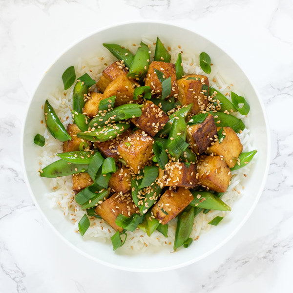 Sesame Tofu & Snap Pea Stir-Fry with Basmati Rice